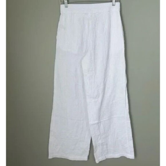 MATE The Label Organic Cotton Gauze Straight Leg Pant WHITE SZ S NWT $128 - Picture 4 of 6